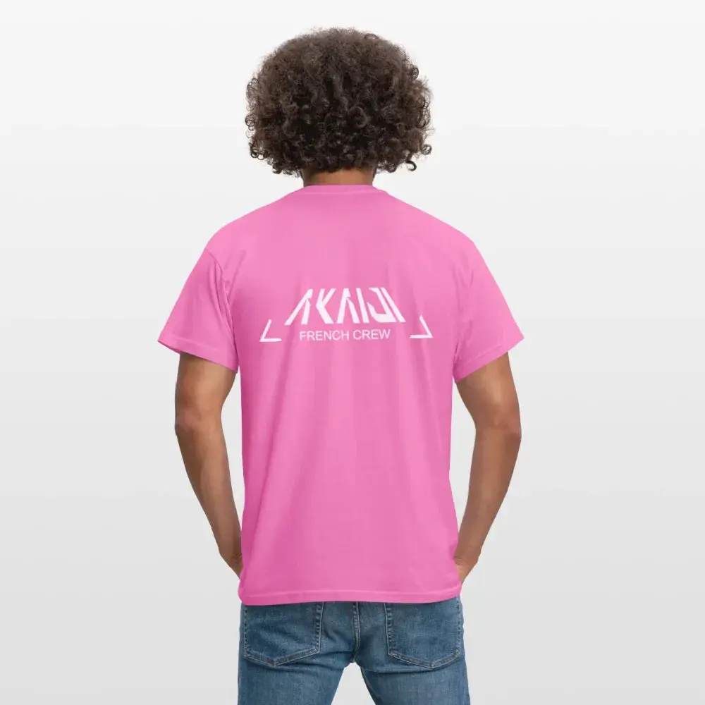 T-SHIRT HOMME AKAIJI LOGO BLANC - rose