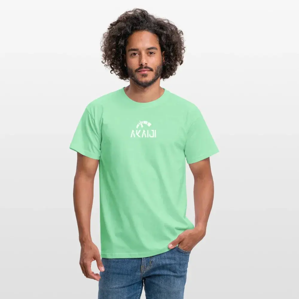 T-SHIRT HOMME AKAIJI LOGO BLANC - vert menthe