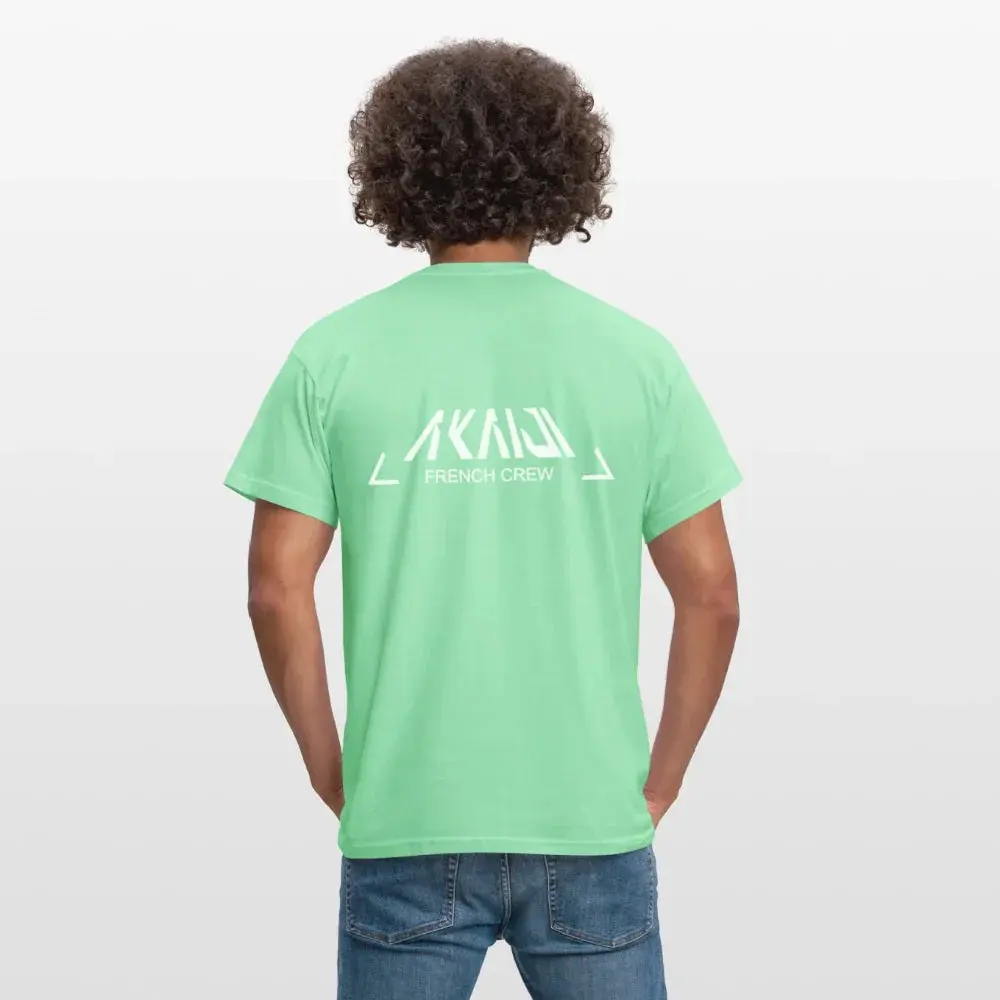 T-SHIRT HOMME AKAIJI LOGO BLANC - vert menthe