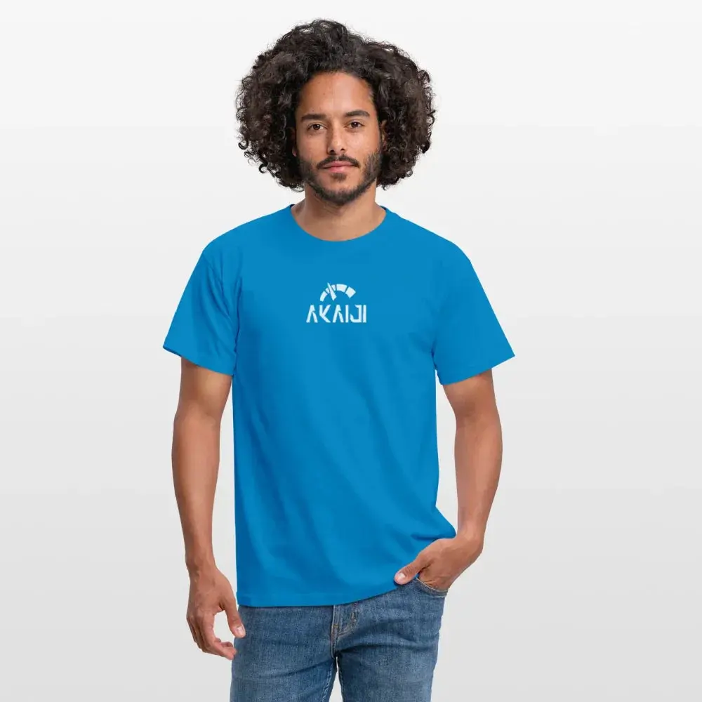 T-SHIRT HOMME AKAIJI LOGO BLANC - bleu royal