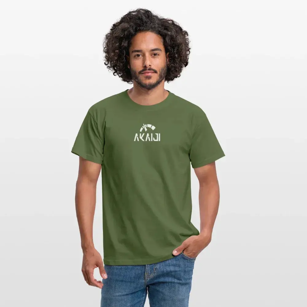 T-SHIRT HOMME AKAIJI LOGO BLANC - vert militaire