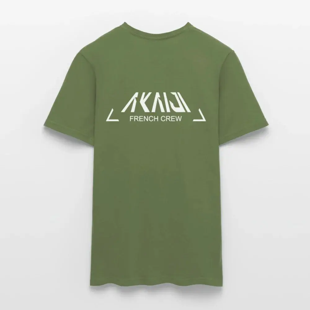 T-SHIRT HOMME AKAIJI LOGO BLANC - vert militaire