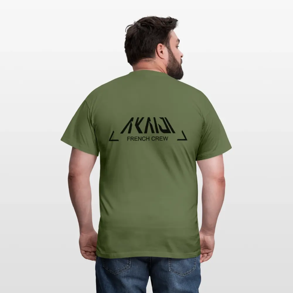 T-SHIRT HOMME AKAIJI LOGO NOIR - vert militaire